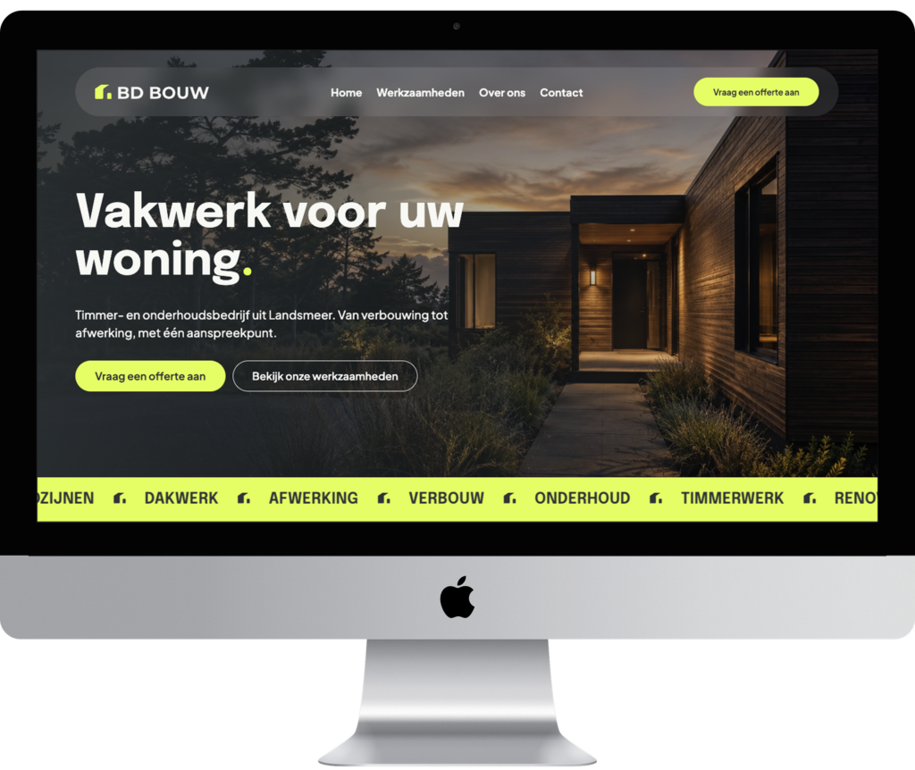 iMac met de BD Bouw homepage